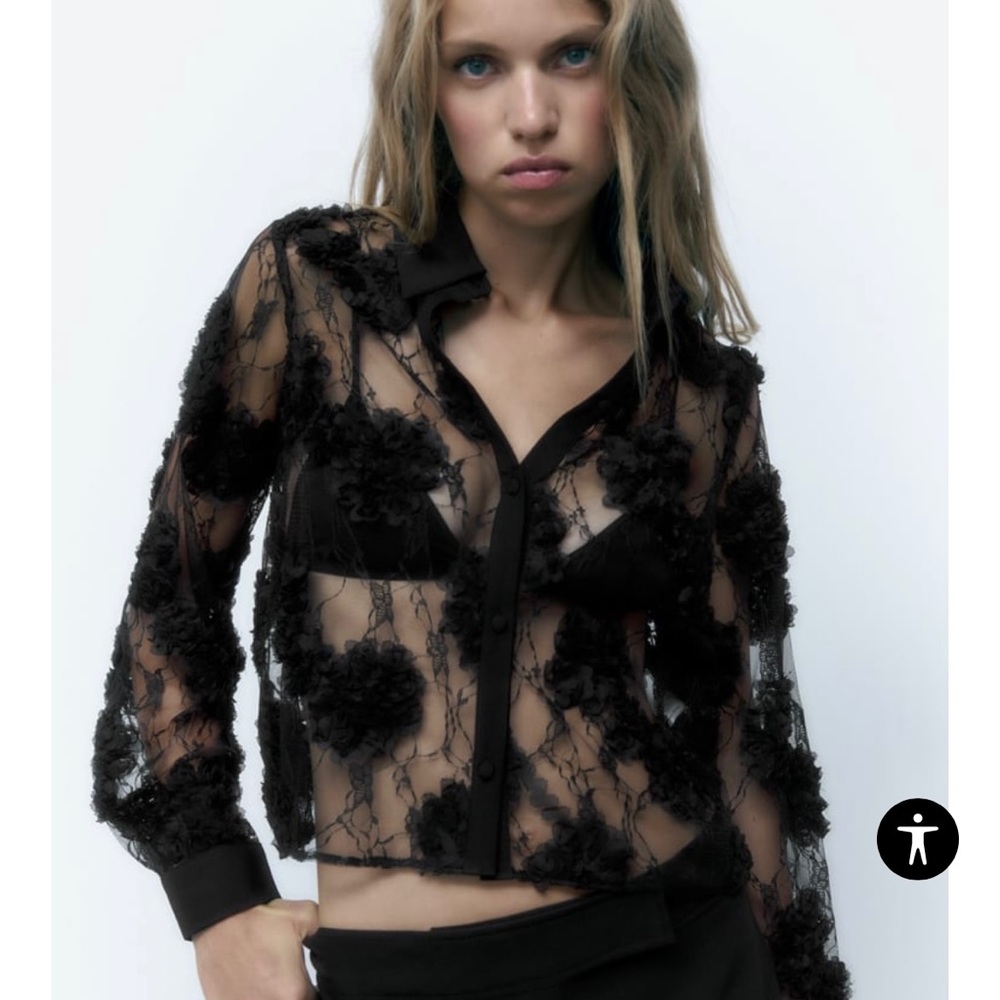 Zara tulle & lace top NWOT size xs